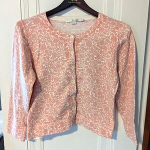 Pink Cropped Boden Floral Cardigan Sz8